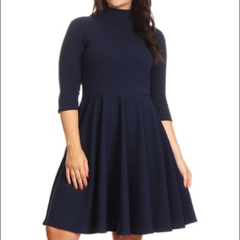 Turtleneck A-line dress